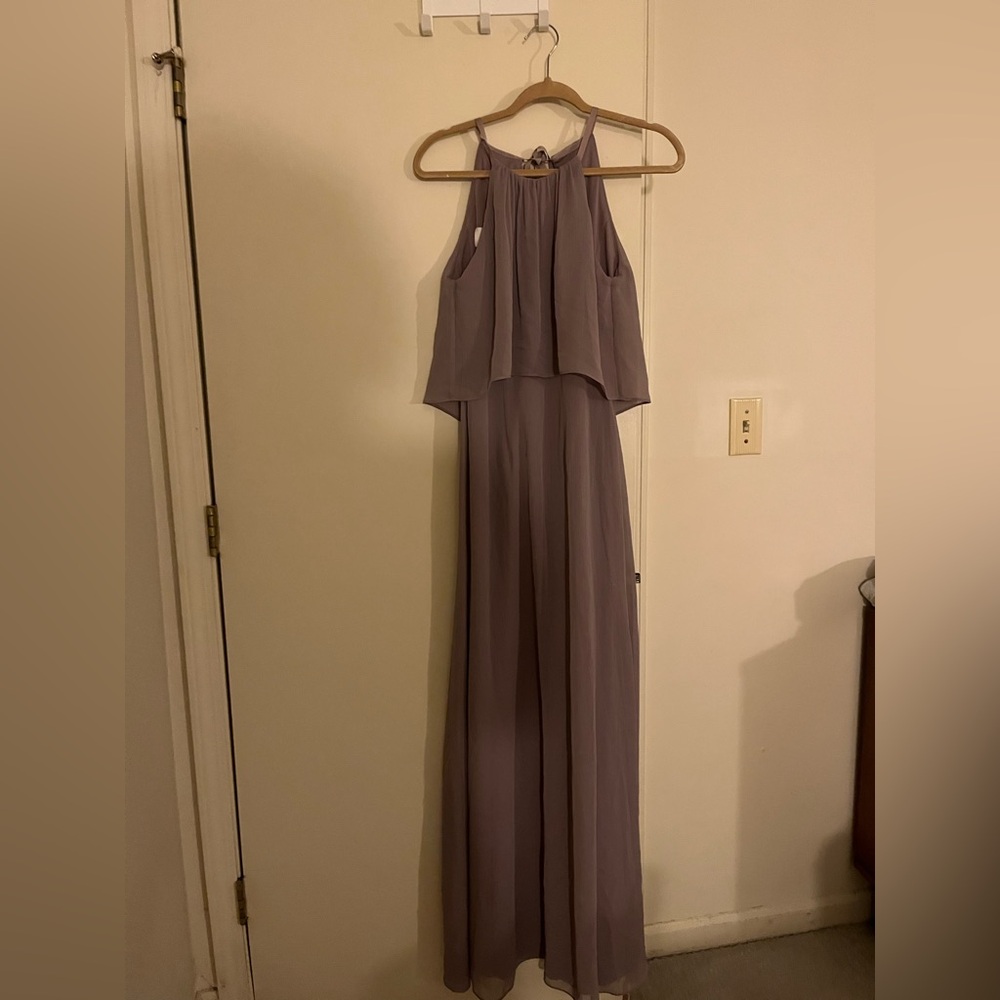 Elegant Lavender David’s Bridal Maxi Bridesmaid Dress
